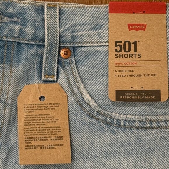Levi's 501 Women’s Faded Denim High Rise Cut Off Shorts (Size: 28) NWT - Picture 10 of 13